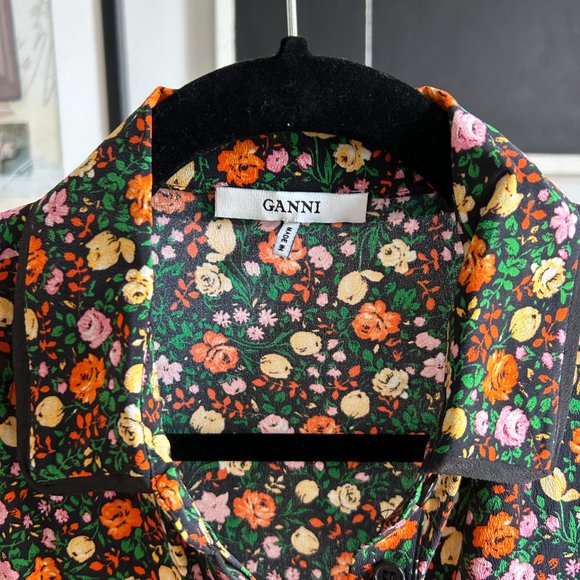 Ganni Silk Floral Print button down | Size 34 | 2-4 | S - Picture 3 of 4